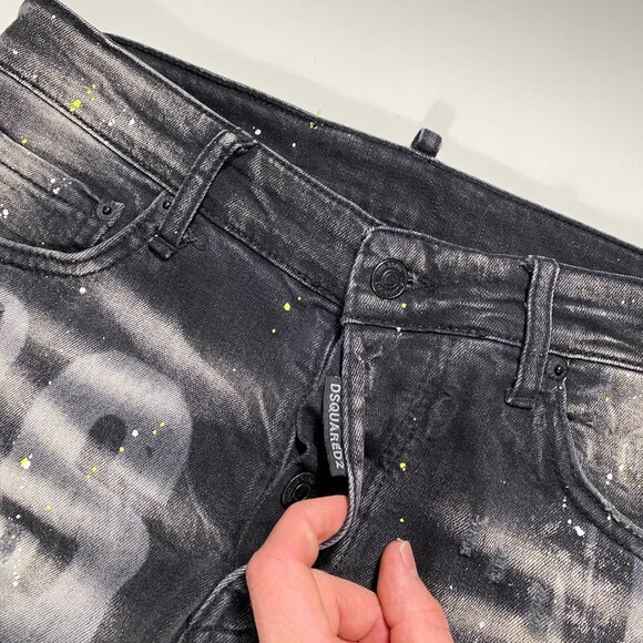 Dsquared2 Dan Caten Distressed Paint Splatter Cool Guy Jeans Black Men's 31x32 - Picture 4 of 9